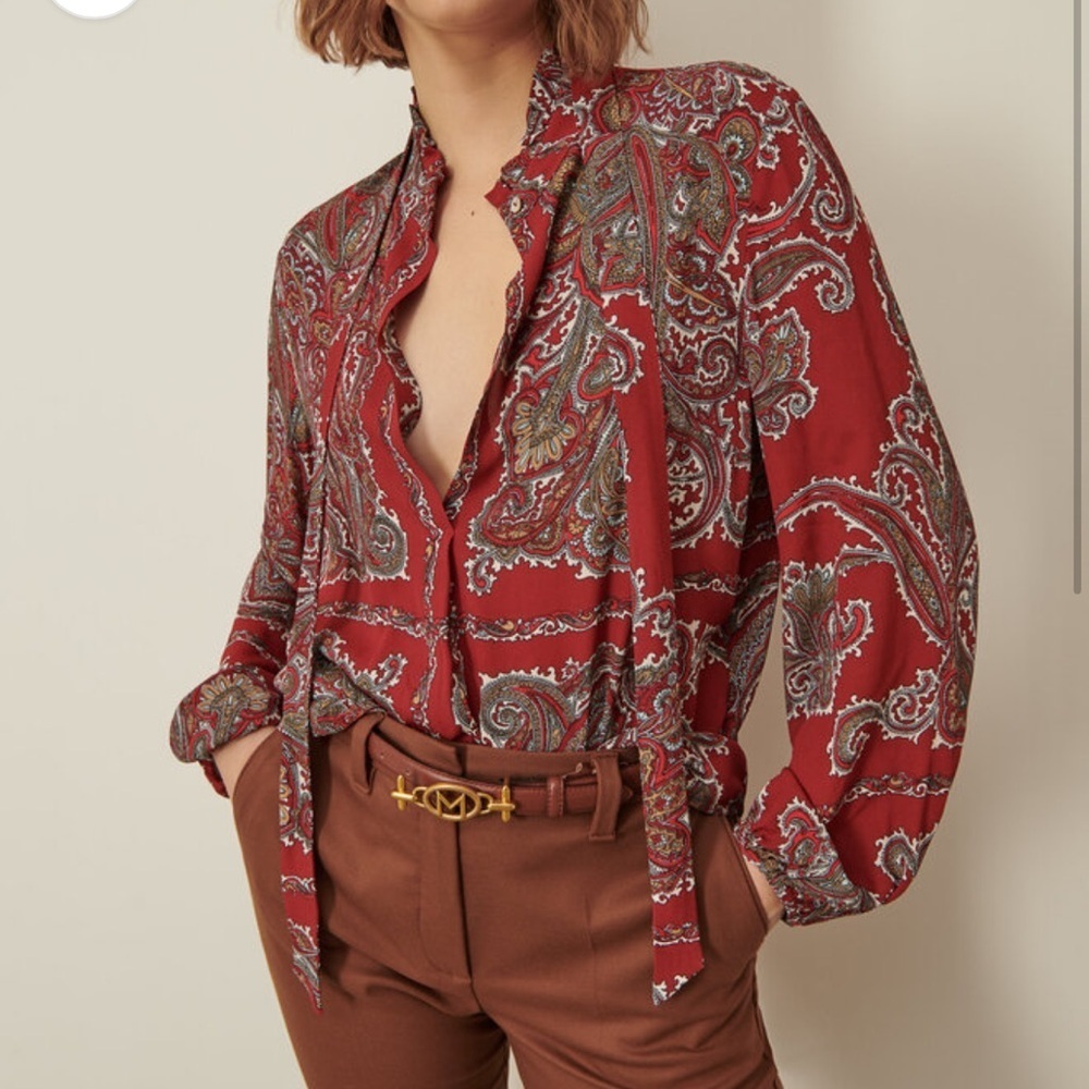 Marella Georgette Imbarco red paisley blouse
